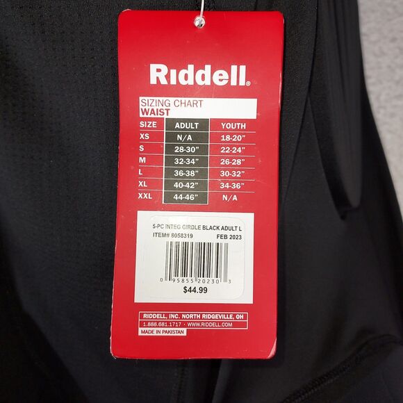 Riddell Mens L Football Girdle 5 Pad Integrated Padded Shorts Black NWT - Picture 11 of 13